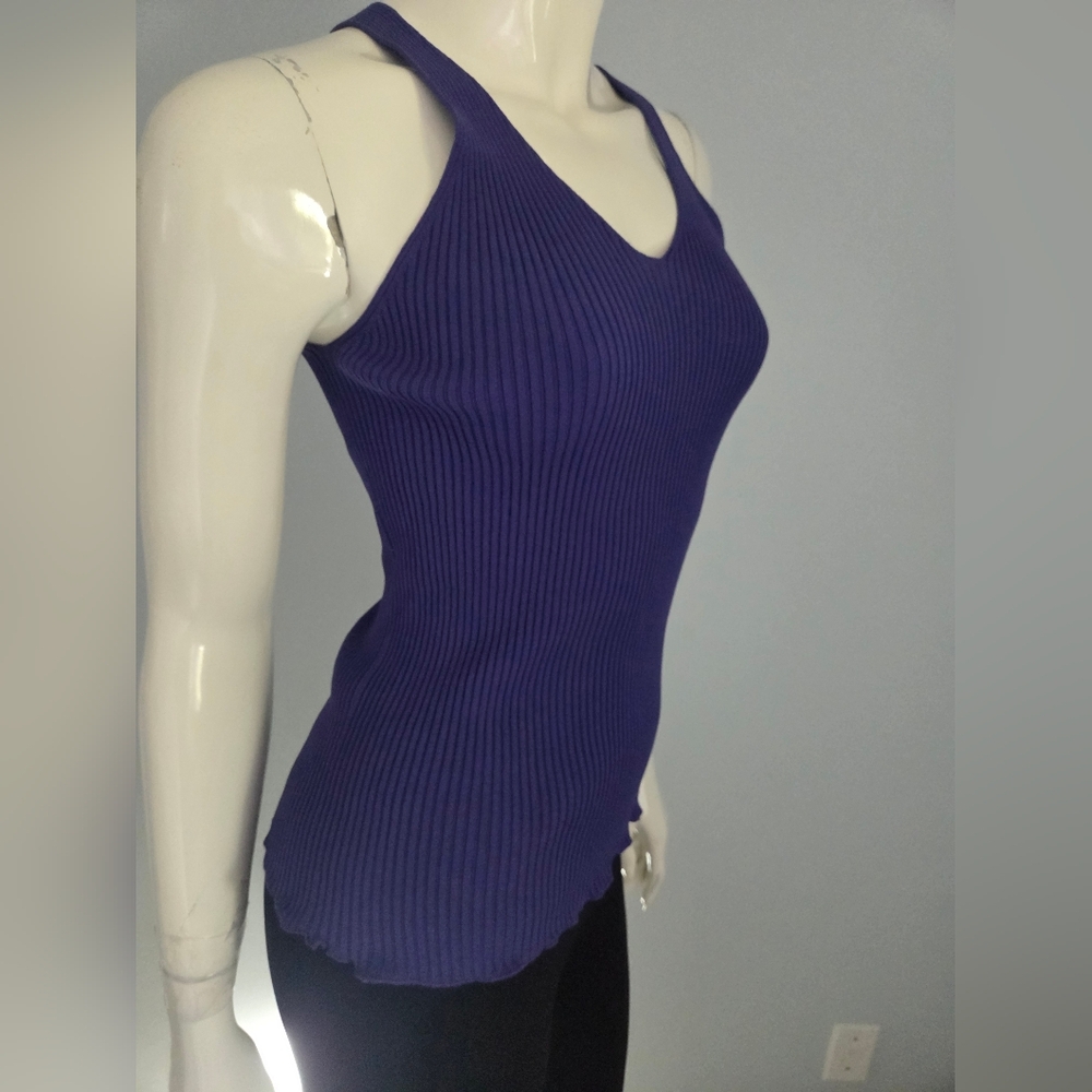 NWOT Armani Black Label Ribbed Purple Stretchy Tank Top Size M 42